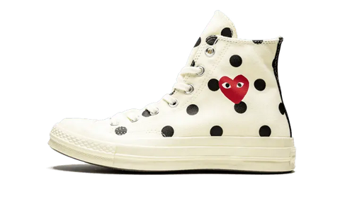 Chuck Taylor All-Star 70s Hi Comme des Garçons PLAY Polka Dot White