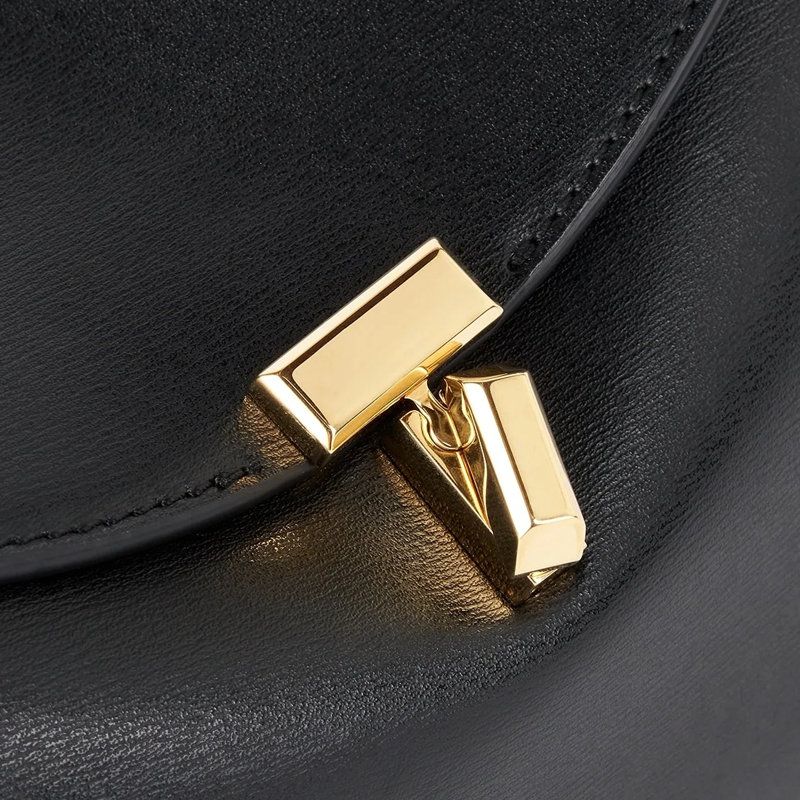 T-Lock Clutch Leather Black Gold