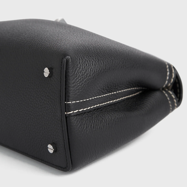 T-Lock Clutch Grained Leather Black Silver