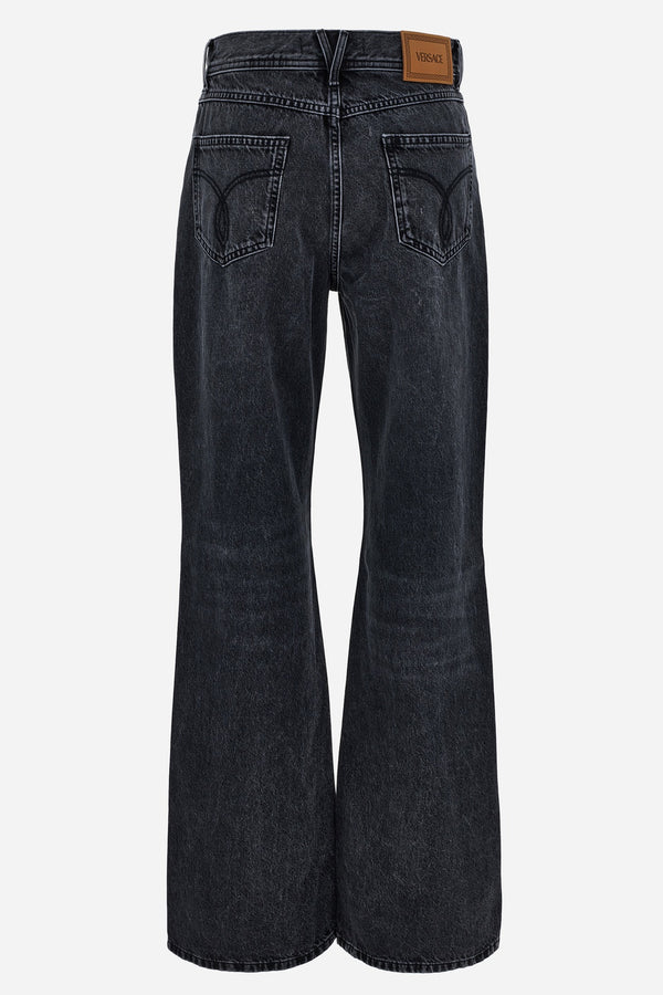 Pant Denim In Black Denim Fabric Stone Wash