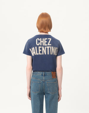 T-Shirt In Cotone Con Stampa E Patch Chez Valentino
