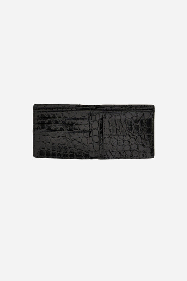Icon Bifold Wallet W/Coin Pocket In Embossed Croc Calf Leather