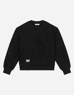 JERSEY ROUND-NECK SWEATSHIRT WITH PATCHWORK