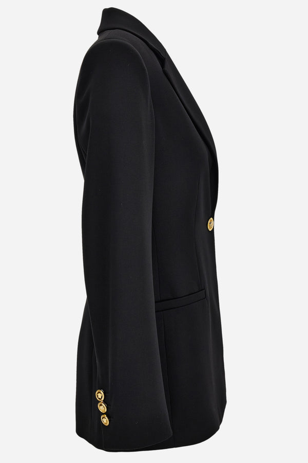 Informal Jacket In Granite Stretch Wool With Barocco Palm Allover Printed Lining