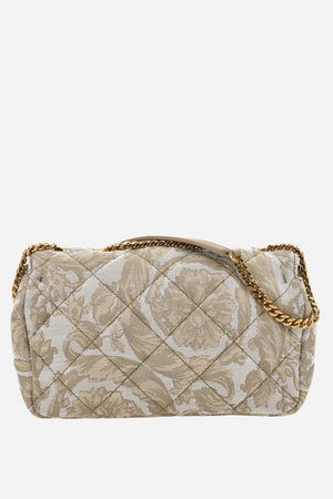 Icon Sm Shoulder Bag In Jacquard Fabric-Calf Leather