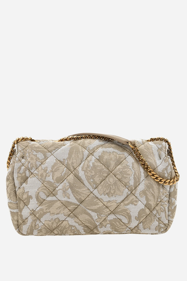 Icon Sm Shoulder Bag In Jacquard Fabric-Calf Leather