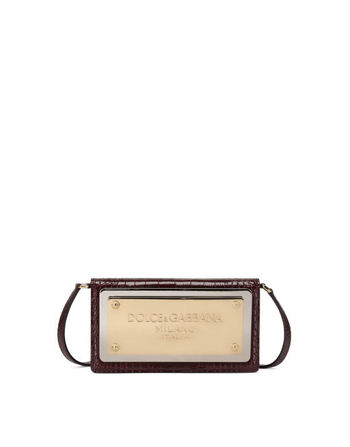 CROCODILE-PRINT CALFSKIN CELL PHONE BAG