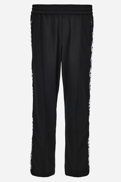 Sweatpant In Compact Techno Jersey Fabric-Chain Print Inserts