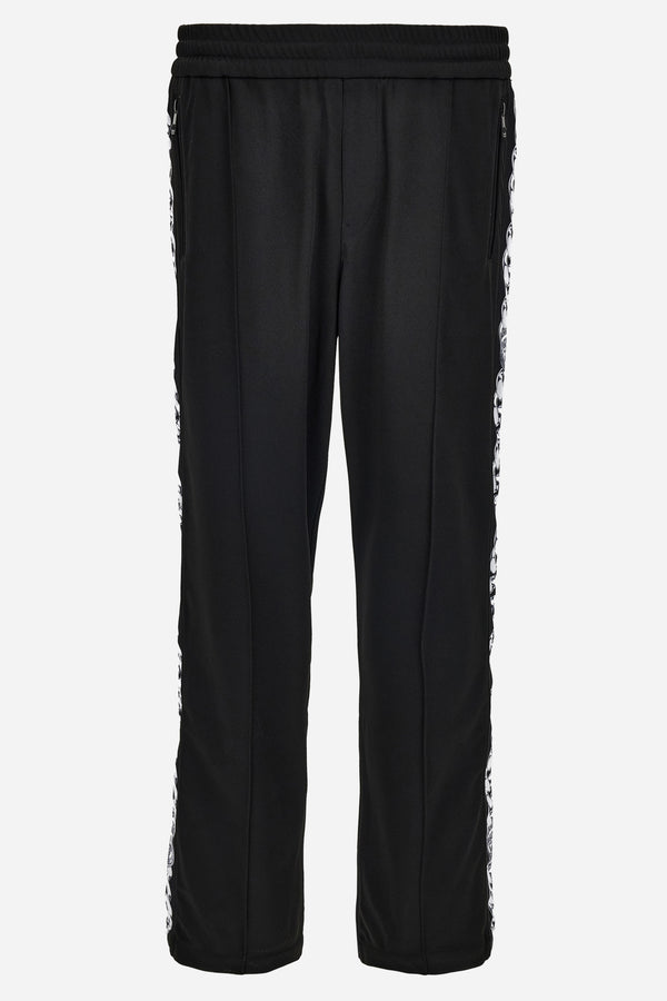 Sweatpant In Compact Techno Jersey Fabric-Chain Print Inserts