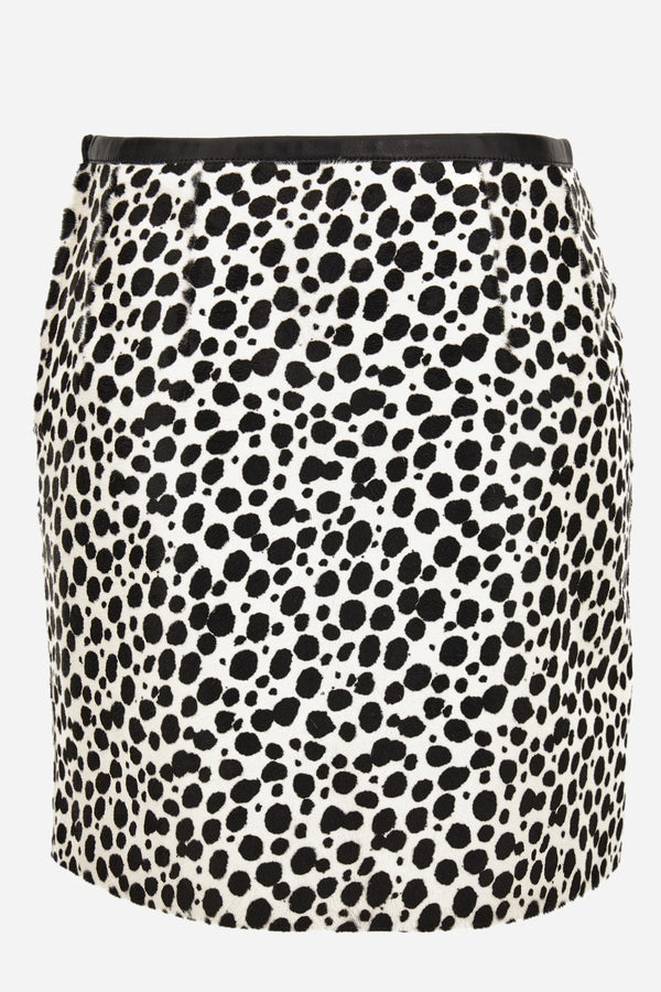 Skirt Leather In Dalmatian Effect Calf Leather