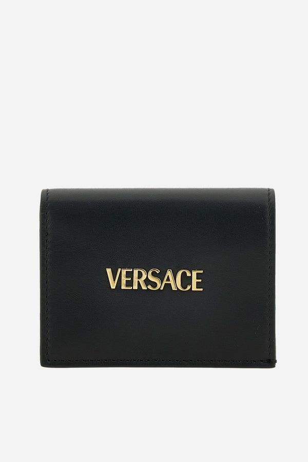 Versace Tag Bifold Wallet In Calf Leather