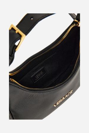 Versace Tag Half Moon Bag In Lamb Leather