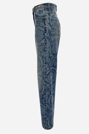 Pant Denim In Blue With Barocco Laser