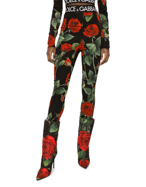 ROSE-PRINT CHARMEUSE LEGGINGS