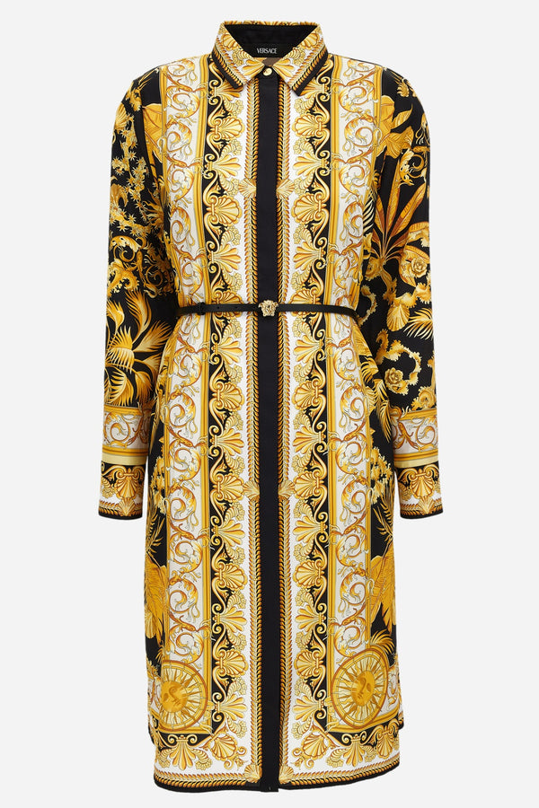 Dress In Twill Poly Barocco Palm Print