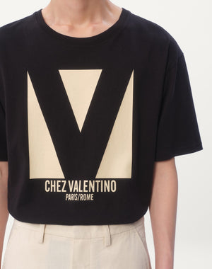 T-Shirt In Cotone Con Stampa Chez Valentino