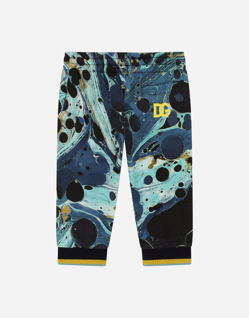 JERSEY JOGGING PANTS WITH MARBLED PRINT