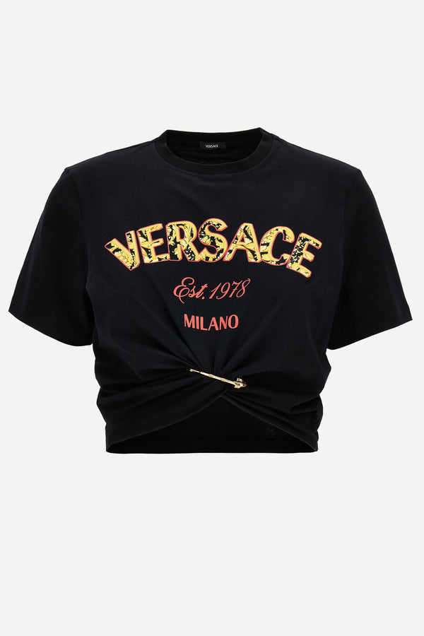 T-Shirt In Jerey Fabric With Versace Milano Barocco 92 Print
