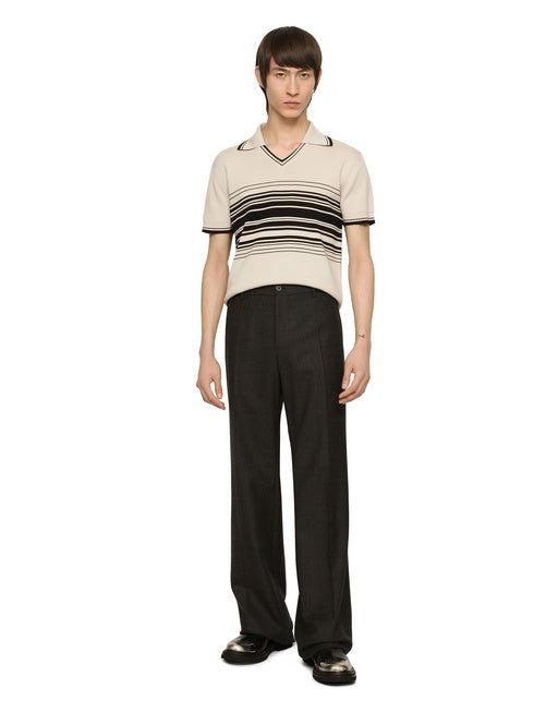 WOOL POLO-SHIRT WITH CONTRASTING STRIPES