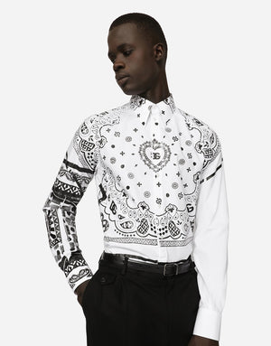 COTTON MARTINI-FIT SHIRT WITH BANDANNA PRINT