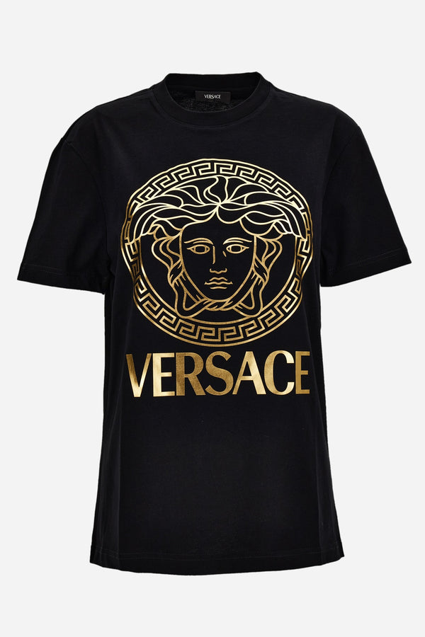 T-Shirt In Jersey-Versace And Greek Medusa Print