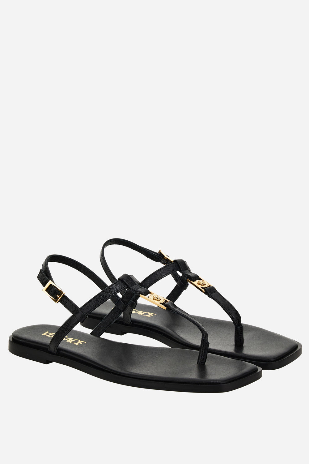 Medusa Lock Sandal  In Shiny Calf Leather-Metal Hardware