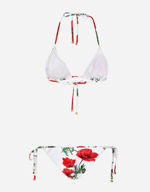 POPPY-PRINT TRIANGLE BIKINI