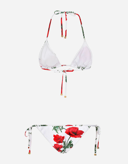 POPPY-PRINT TRIANGLE BIKINI
