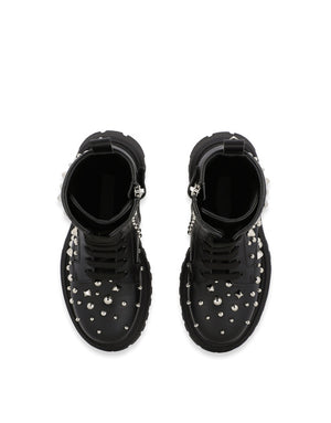 STUDDED LEATHER COMBAT BOOTS