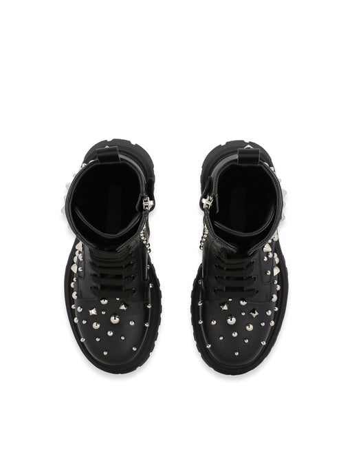 STUDDED LEATHER COMBAT BOOTS