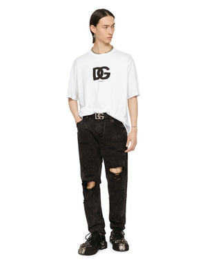 COTTON T-SHIRT WITH DG LOGO PRINT