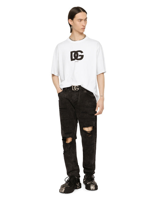 COTTON T-SHIRT WITH DG LOGO PRINT
