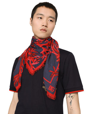 CORAL-PRINT MODAL AND CASHMERE SCARF
