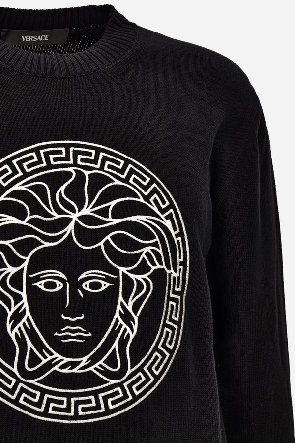 Knit Sweater In Unbrushed Fleece Fabric-Medusa Print-Versace