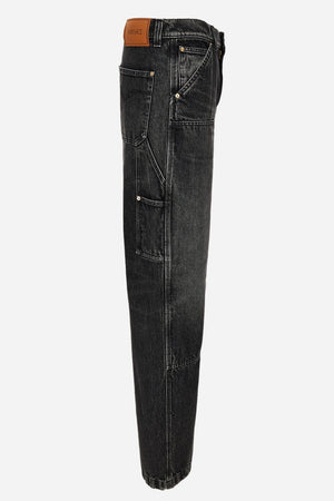 Pant Denim In Stone Wash Black Denim Fabric