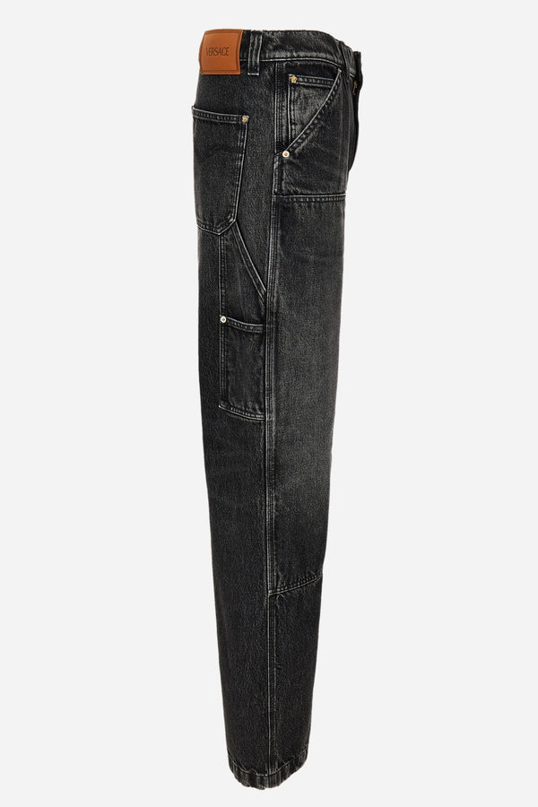 Pant Denim In Stone Wash Black Denim Fabric