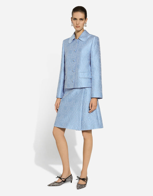 FLORAL JACQUARD MATELASSÉ MIDI SKIRT WITH DG LOGO