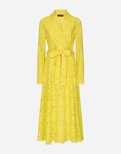 FLORAL CORDONETTO LACE TRENCH COAT WITH DG LOGO