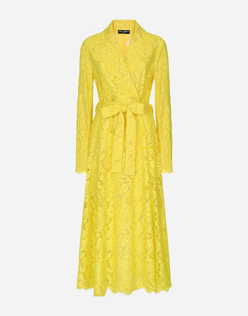FLORAL CORDONETTO LACE TRENCH COAT WITH DG LOGO