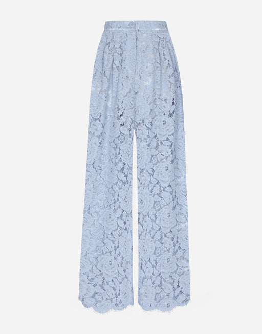 FLARED PANTS IN FLORAL CORDONETTO LACE WITH DG LOGO