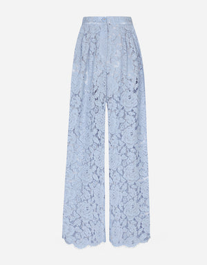 FLARED PANTS IN FLORAL CORDONETTO LACE WITH DG LOGO