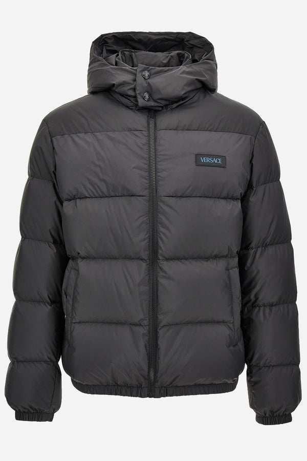 Down Jacket/Vest In Plain Technical Fabric + Versace Print