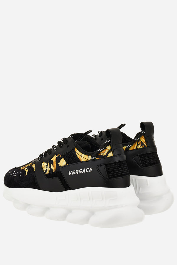 Chain Reaction Sneaker In Suede-Barocco Print Fabric