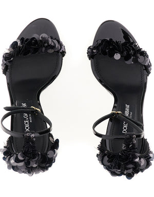 CALFSKIN SANDALS WITH SEQUIN EMBELLISHMENT