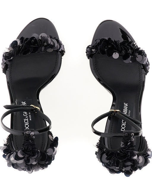 CALFSKIN SANDALS WITH SEQUIN EMBELLISHMENT