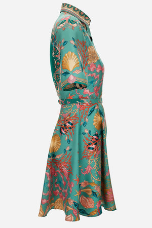 Dress In Underwater Barocco Foulard On Silk Twill