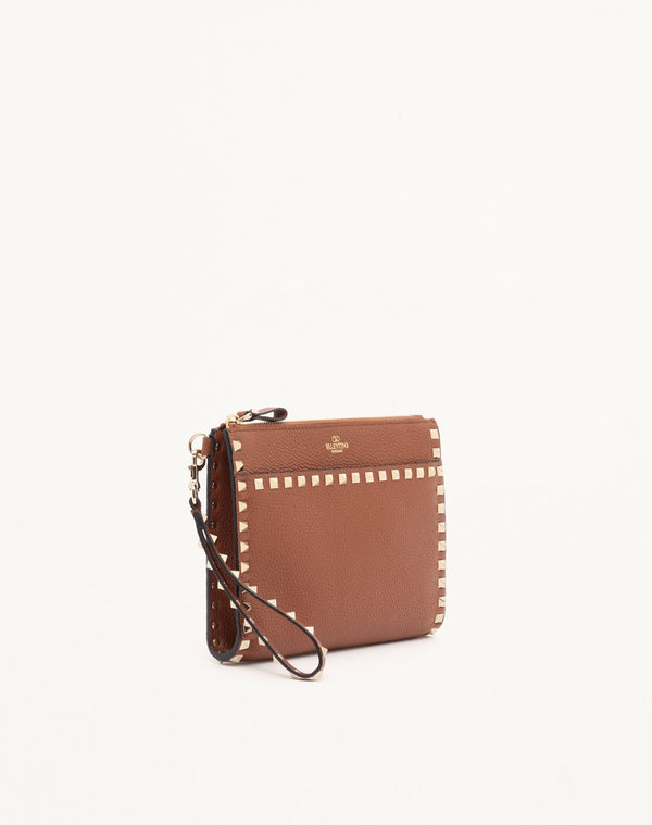 POUCH ROCKSTUD IN VITELLO GRANATO