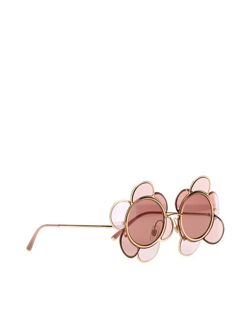 DOLCE & GABBANA FLOWER-SHAPED SUNGLASSES IN METALLIC FIBRE