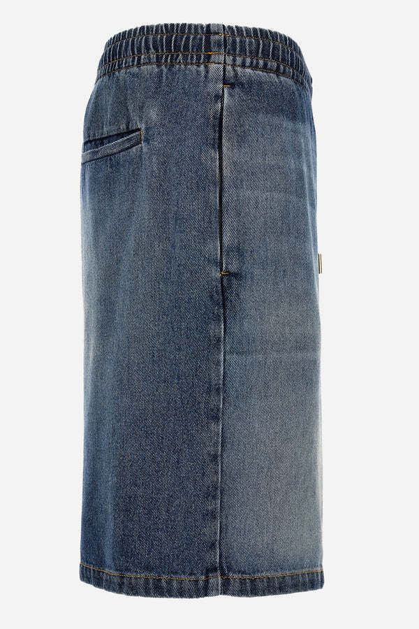 Short Denim In Dirty Indigo Wash Denim