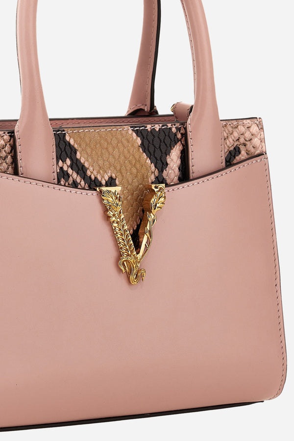 Virtus Top Handle In Calf Leather-Printed Python